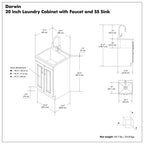Deluxe Laundry Cabinet with Pull-Out Faucet and Stainless Steel Sink - White