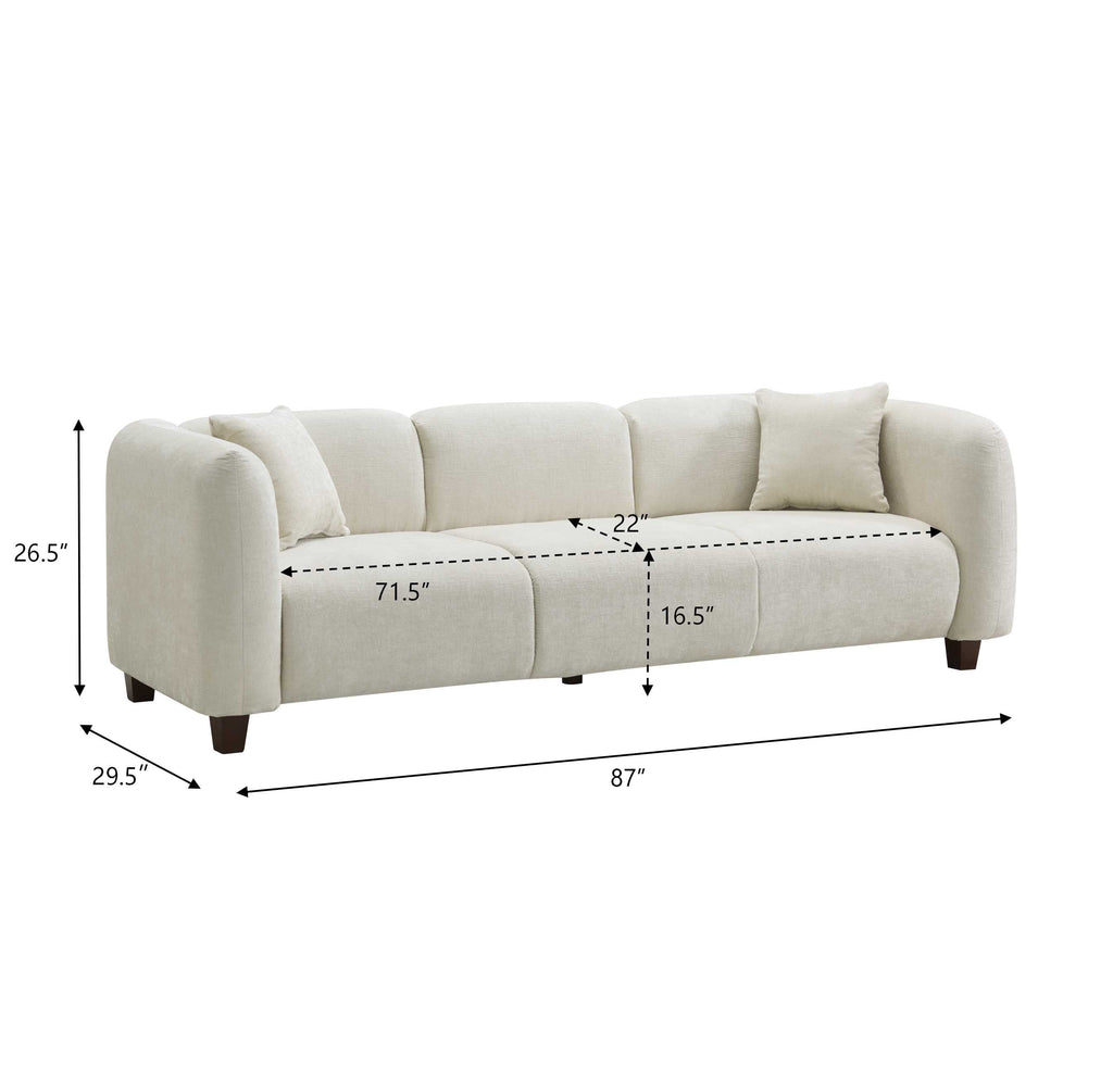 Modern 87 Inch Upholstered Chenille Sofa with Sturdy Frame - Multiple Colors