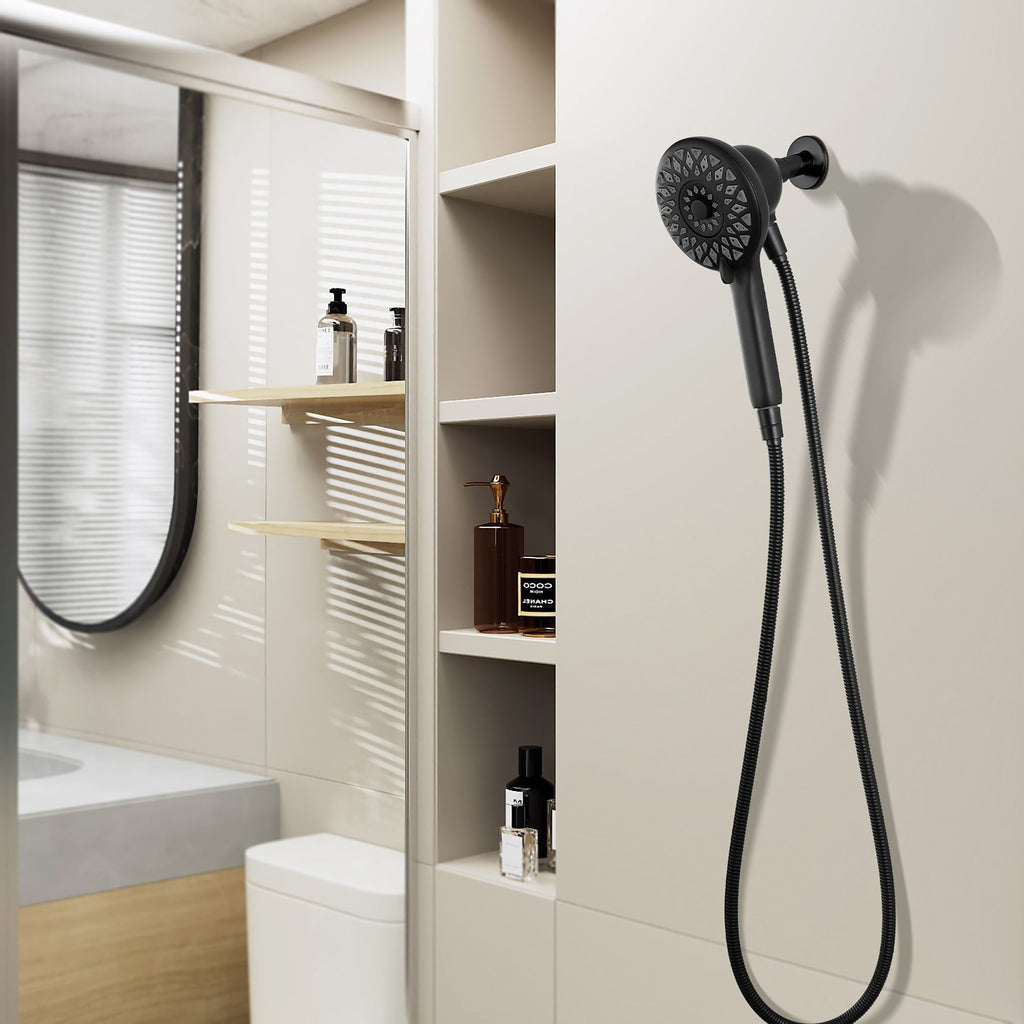 High Pressure Shower Head with 6 Spray Modes - Matte Black