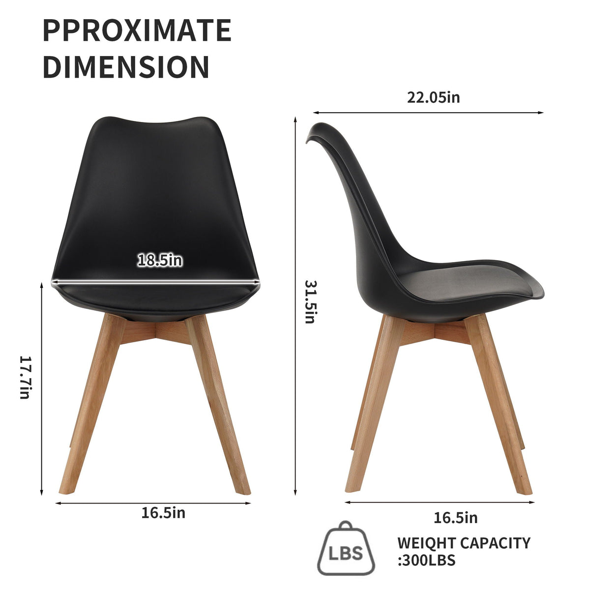 Medieval Dining Chair Set of 4 with Sturdy Plastic Frame - White or Black