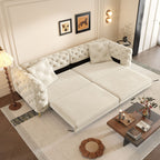 3-In-1 Convertible Sleeper Sofa Set with Deep Seat & Movable Ottoman - White, Beige, Gray