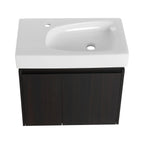 Modern Bathroom Vanity with Ceramic Basin and Storage Cabinet - Light Brown, Black, or White