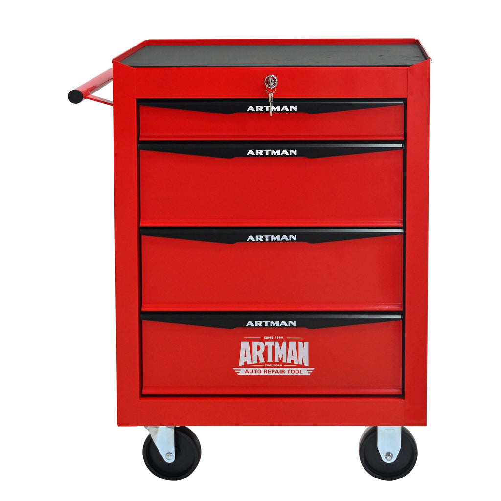 Rolling Metal Tool Chest with 4 Drawers - Red & Black