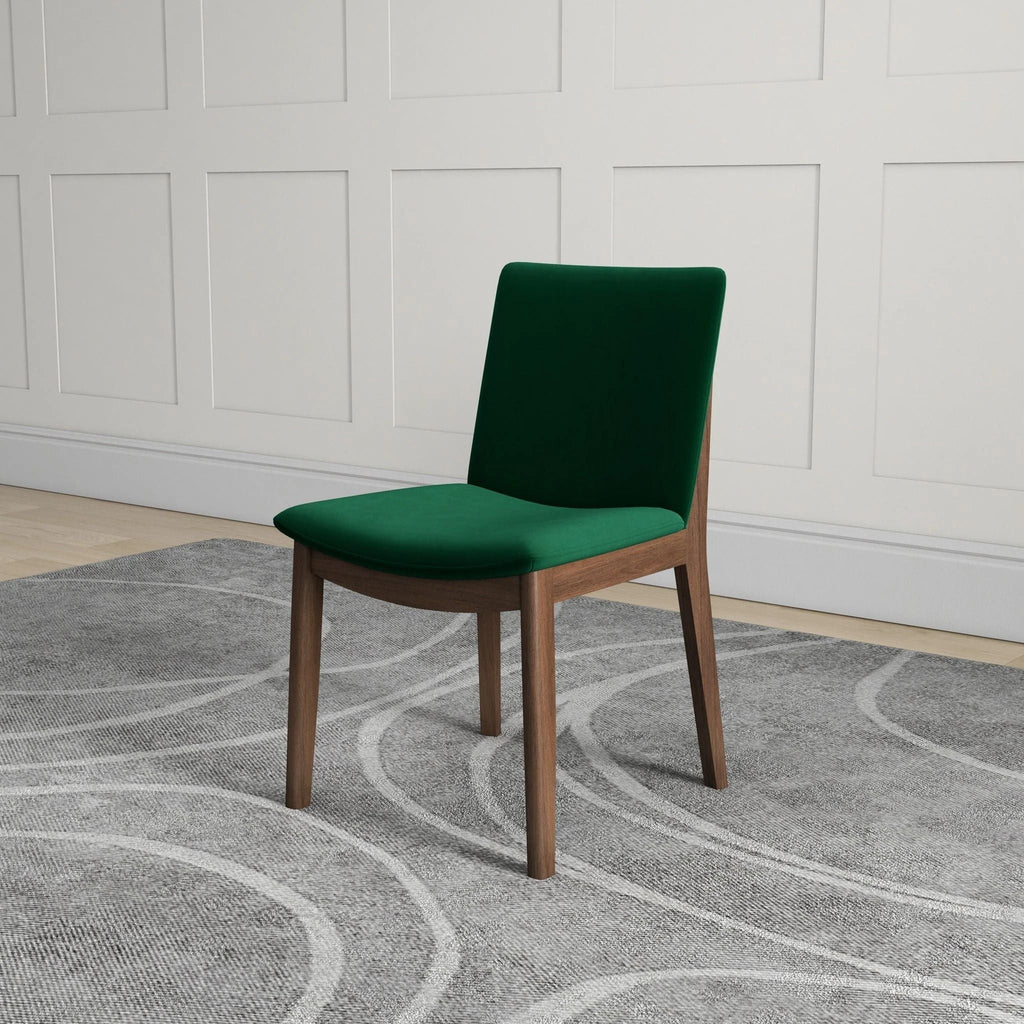 Mid-Century Modern Solid Wood Dining Chair Set with Fabric Upholstery - Multiple Colors
