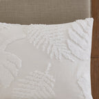 Off-White Tufted Cotton Chenille Palm Comforter Set with Palm Leaf Design - Full/Queen