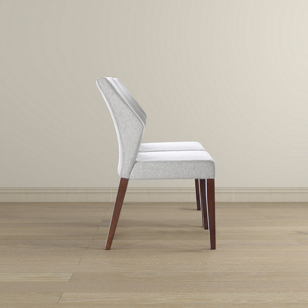Light Gray Dining Chair Set of 2 with Solid Wood Frame - Upholstered