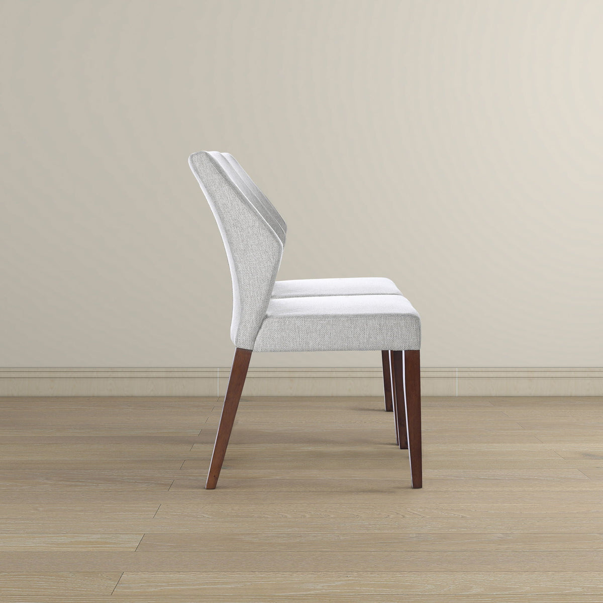 Light Gray Dining Chair Set of 2 with Solid Wood Frame - Upholstered