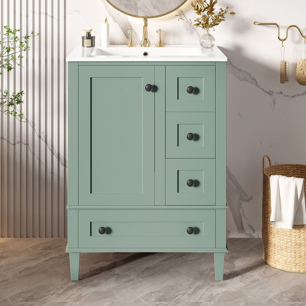 Bathroom Vanity with Integrated Basin and Soft Close Drawers - Multiple Colors