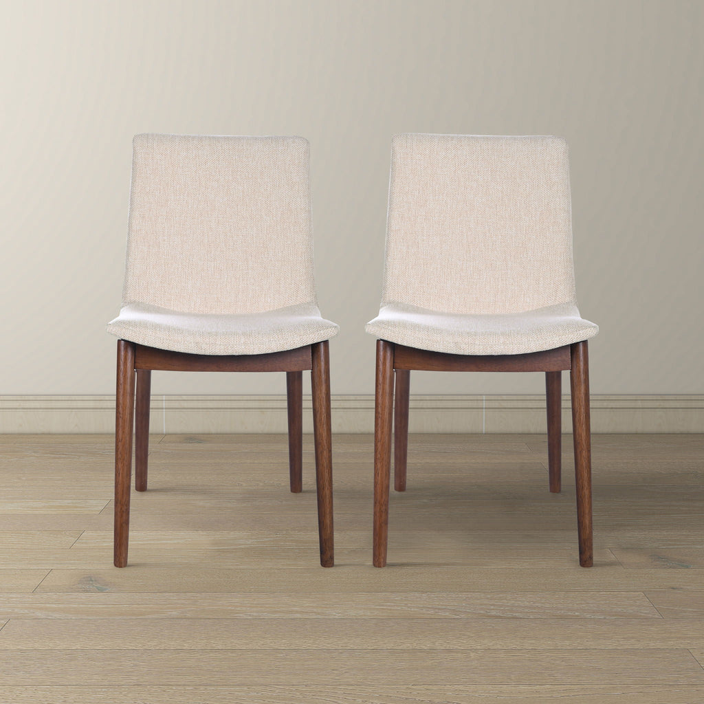 Beige Dining Chair Set of 2 with Solid Wood Construction - Ravel