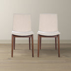 Beige Dining Chair Set of 2 with Solid Wood Construction - Ravel