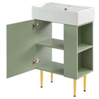Bathroom Vanity with Single Ceramic Sink and Side Storage - Multiple Colors