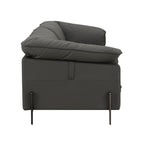 Top Grain Leather Stationary Sofa with Memory Foam Cushions - Black