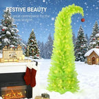 84 Inch Whimsical Christmas Tree with Pre-Lit LED Lights - Green