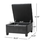 Square Tufted Storage Ottoman with Lift-Top - Dark Brown or Black