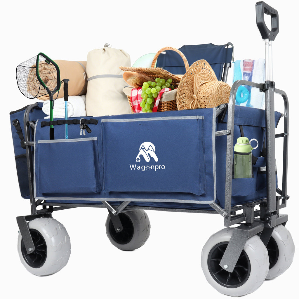 Beach Wagon with Big Wheels for Sand with 500lb Capacity - Dark Blue