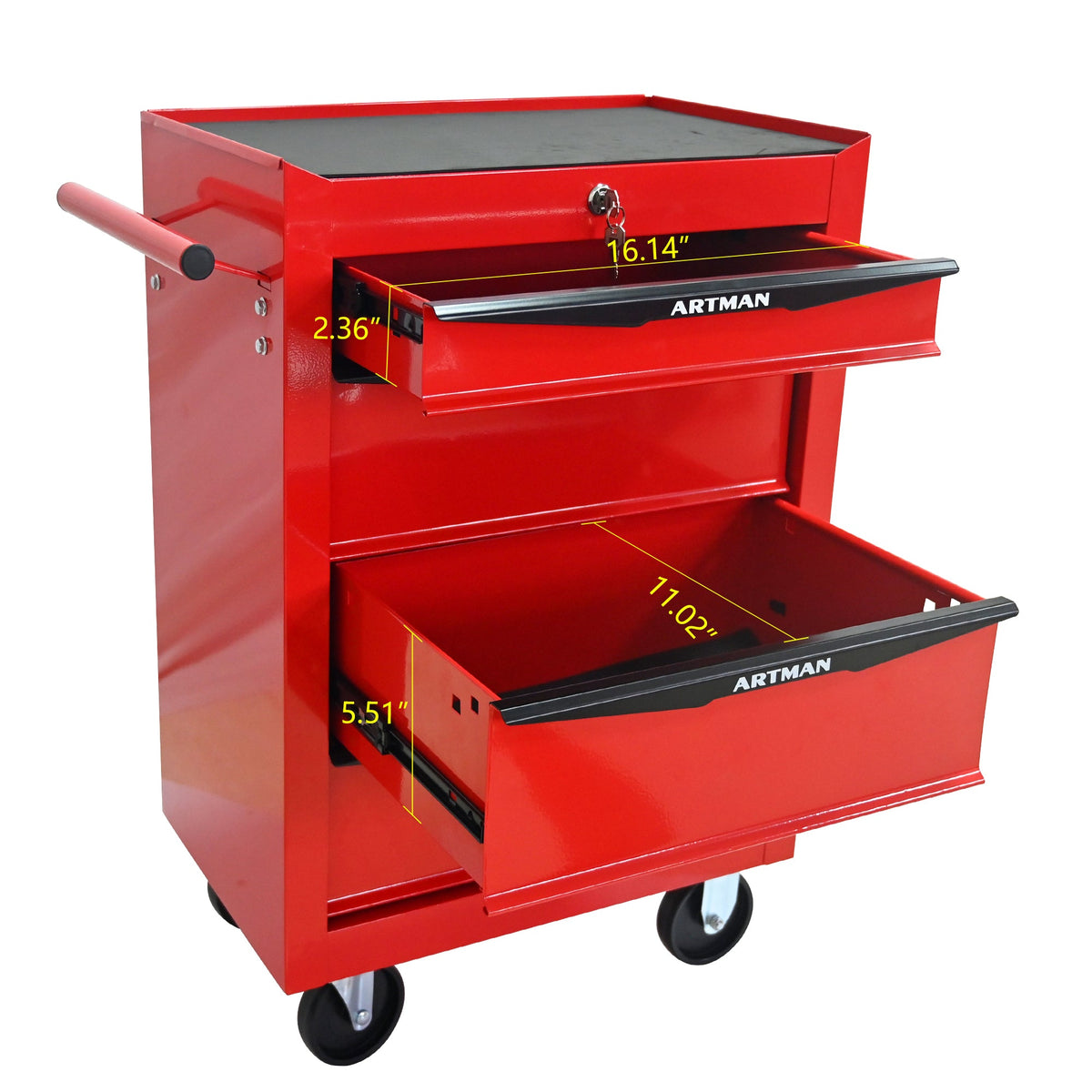 Rolling Metal Tool Chest with 4 Drawers - Red & Black