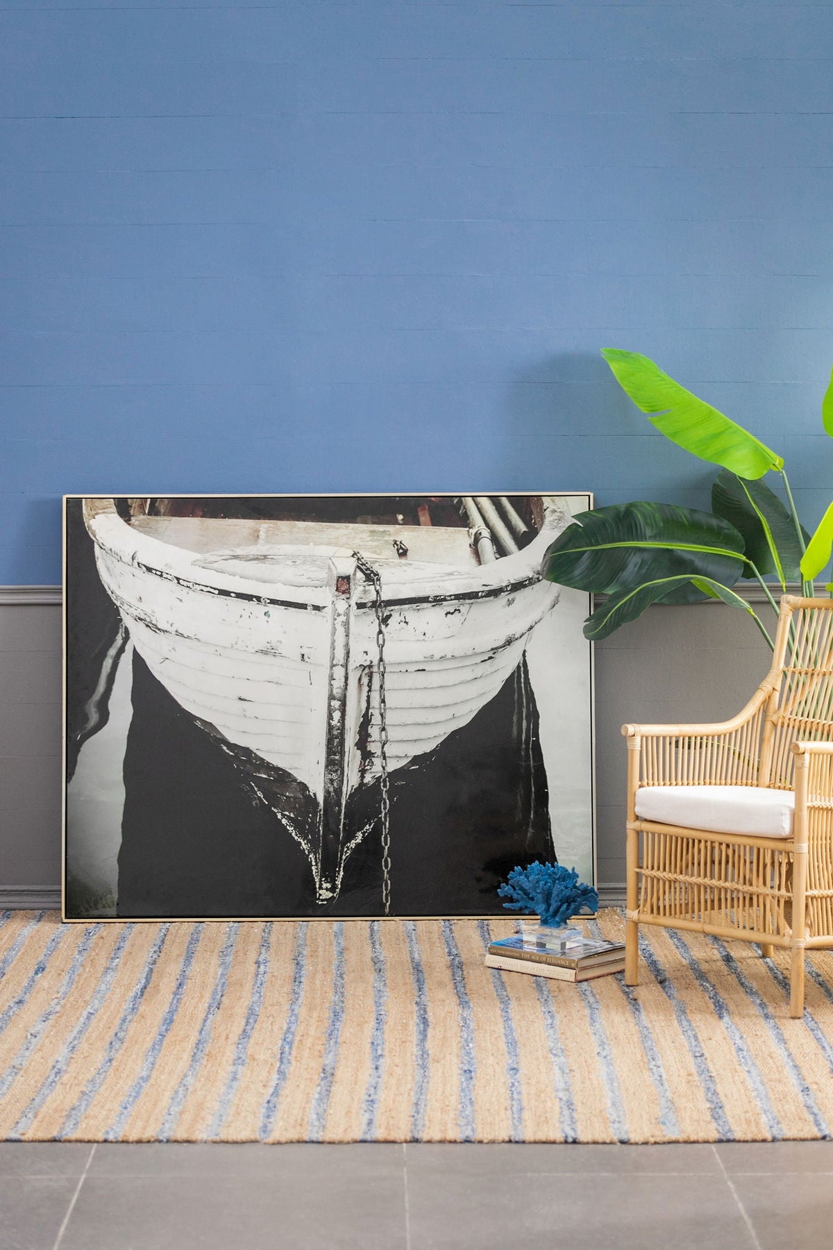 Large Rectangular Wall Art with Frame - Black & White