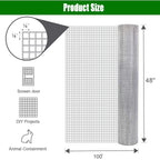 Galvanized Hardware Cloth Metal Wire Fencing Roll with 1/4" Mesh - Silver
