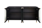 Lacquered Wooden Sideboard with 4 Glass Doors - Black
