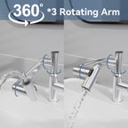 Bathroom Sink Faucet with Spray Function and Temperature Display - Black or Pearl Silver