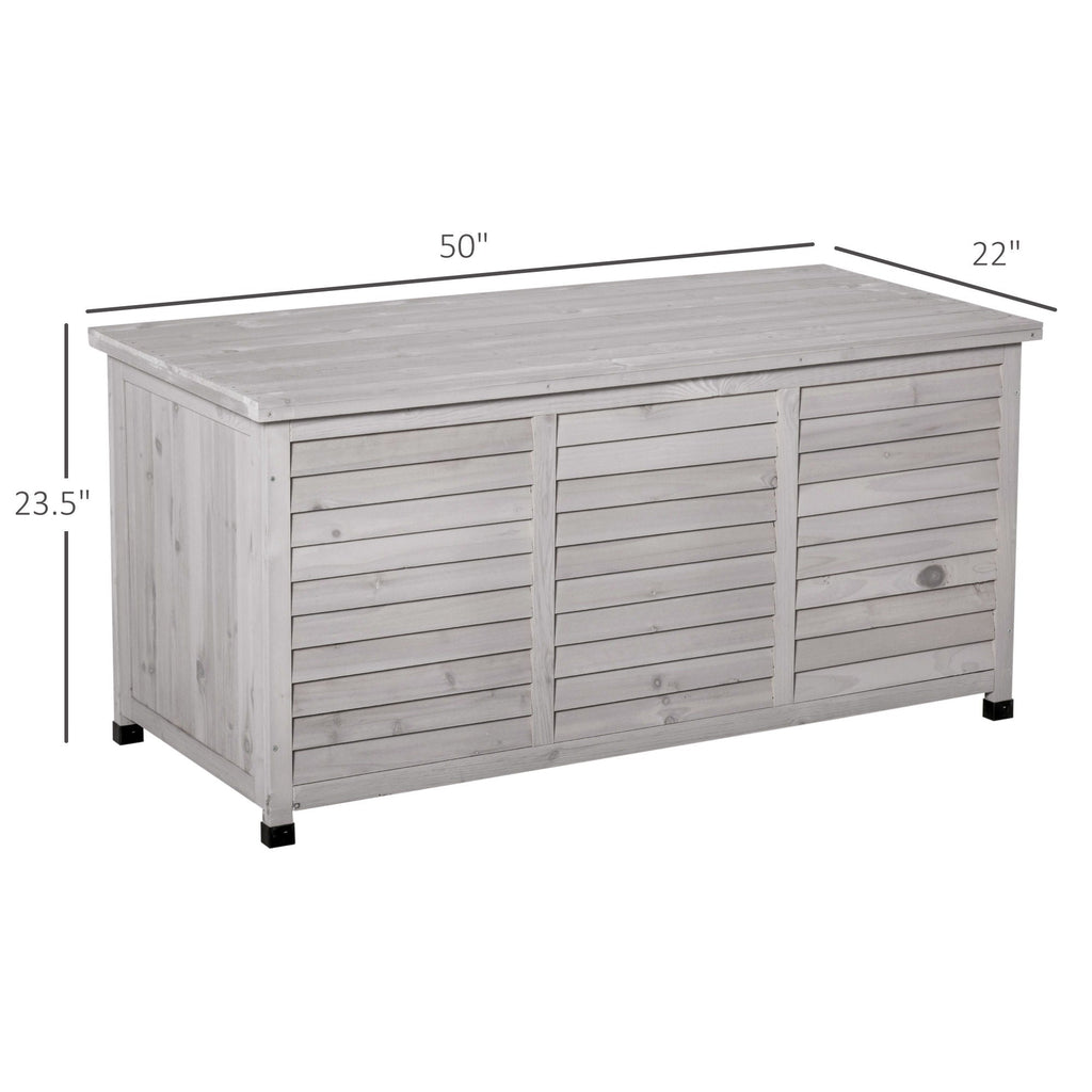75 Gallon Wooden Deck Box with Aerating Gap and Weather-Fighting Finish - Gray