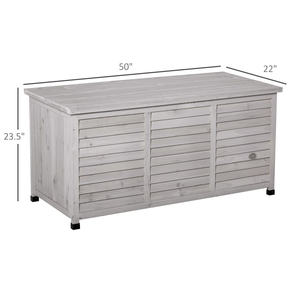 75 Gallon Wooden Deck Box with Aerating Gap and Weather-Fighting Finish - Gray