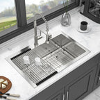 Stainless Steel Drop In Kitchen Sink with Noise Reduction - Gray
