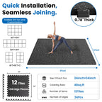 0.79 Inch Thick Gym Floor Mats with Interlocking Design - EVA Foam
