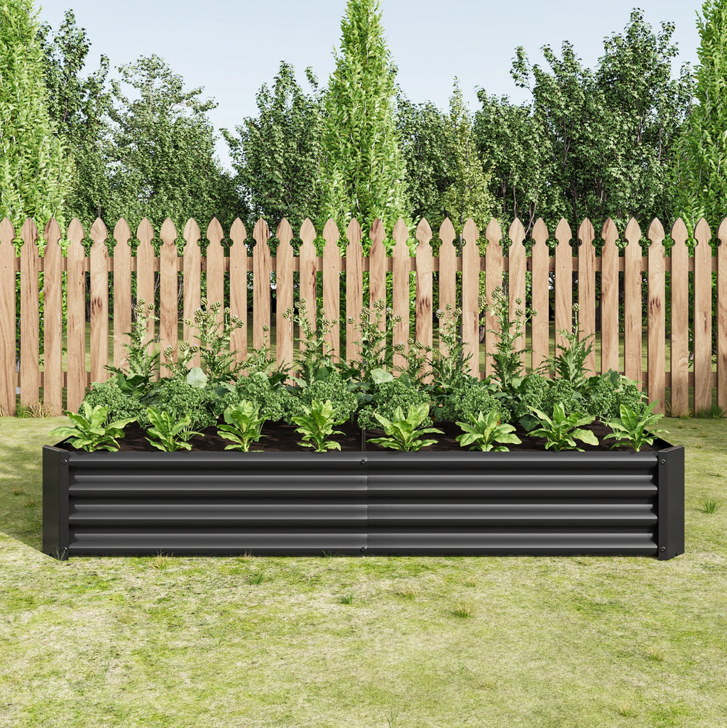 Metal Raised Garden Bed 6x3x1 Ft with Open Base - Silver