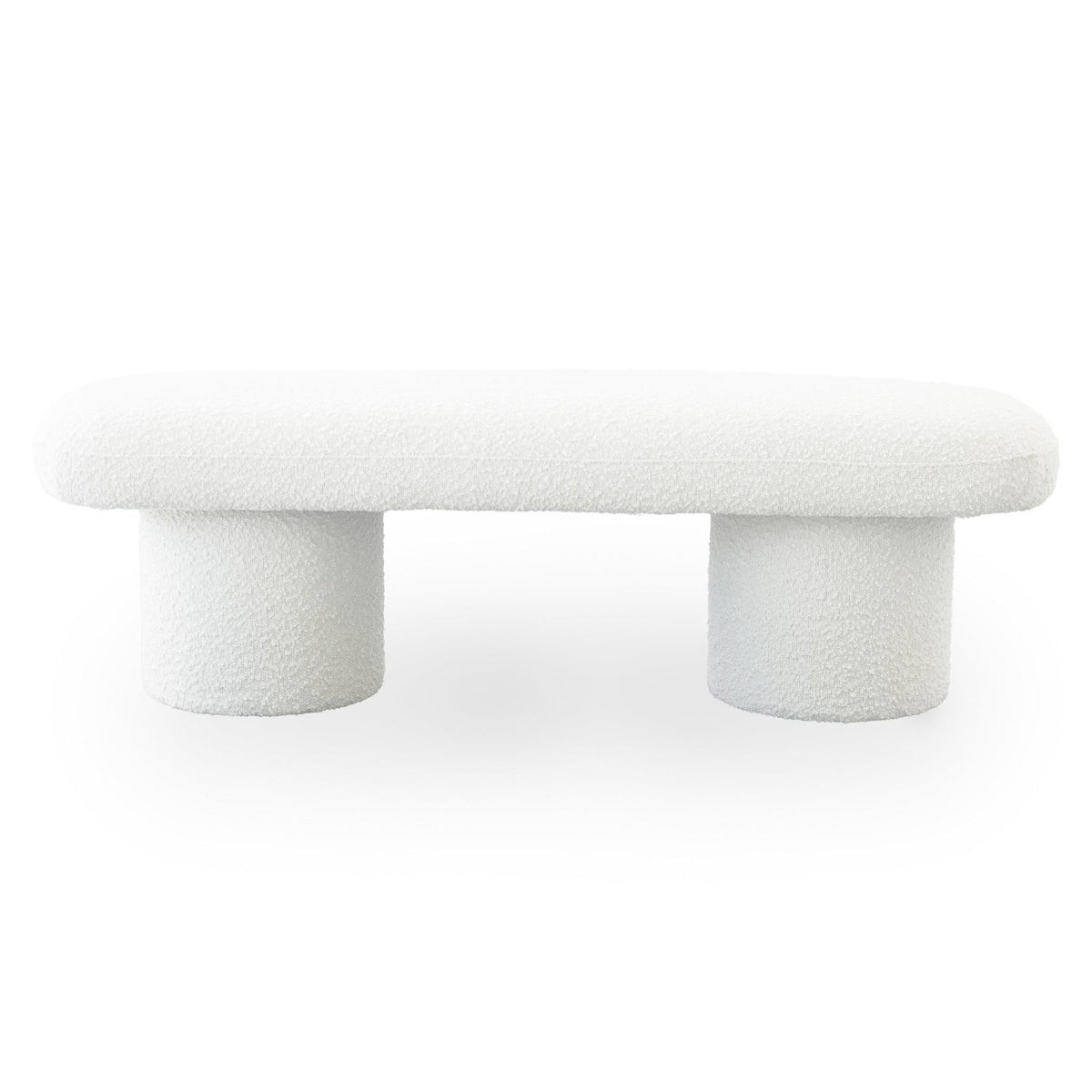 Ivory Upholstered Bench with Boucle Fabric - Randolph