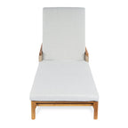 Solid Acacia Wood Sun Lounger Set with Grey Cushions - Outdoor