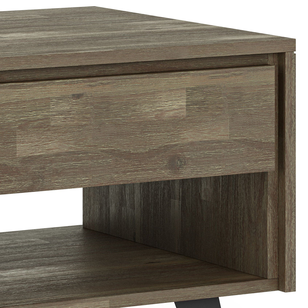 Handcrafted Acacia End Table with 1 Drawer - Light Brown, Dark Gray, or Dark Brown