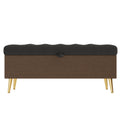 Modern Tufted Storage Ottoman Bench with Metal Legs - Bouclé Fabric
