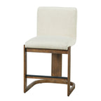 Modern Bar Stools Set of 2 with Plush Polyester Cushion - Walnut & Beige