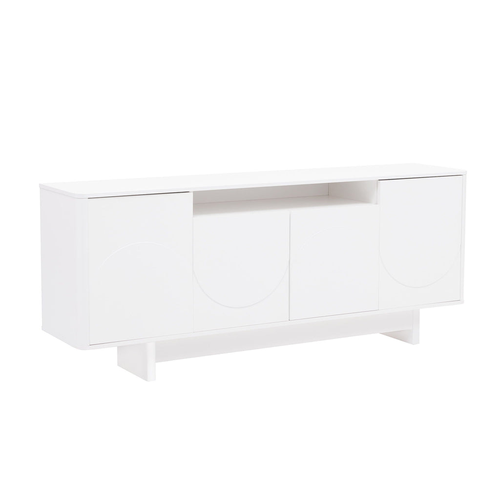 Sideboard With Adjustable Shelves and Soft Close Doors - White, Light Brown, Green