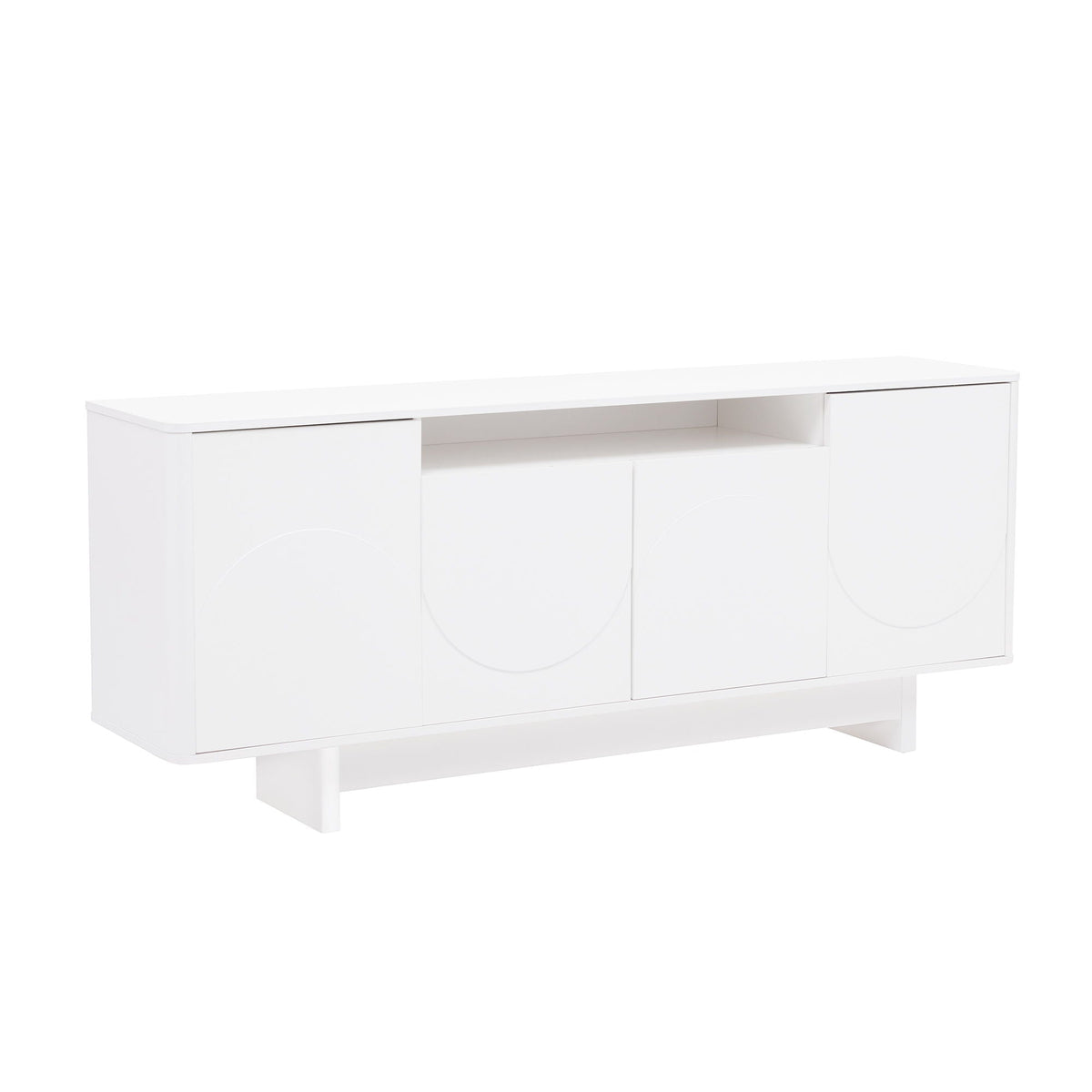 Sideboard With Adjustable Shelves and Soft Close Doors - White, Light Brown, Green