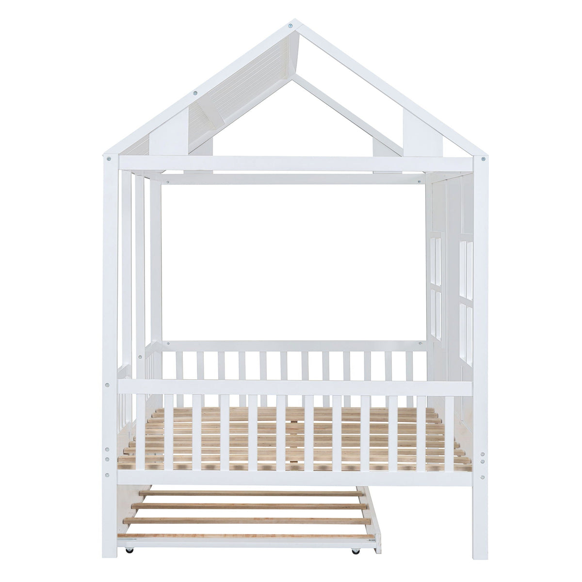 White House Bed with Trundle - Solid Pine, Full or Twin