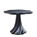 Sculptural Round Dining Table with Petal Shape and Root Texture Base - Black