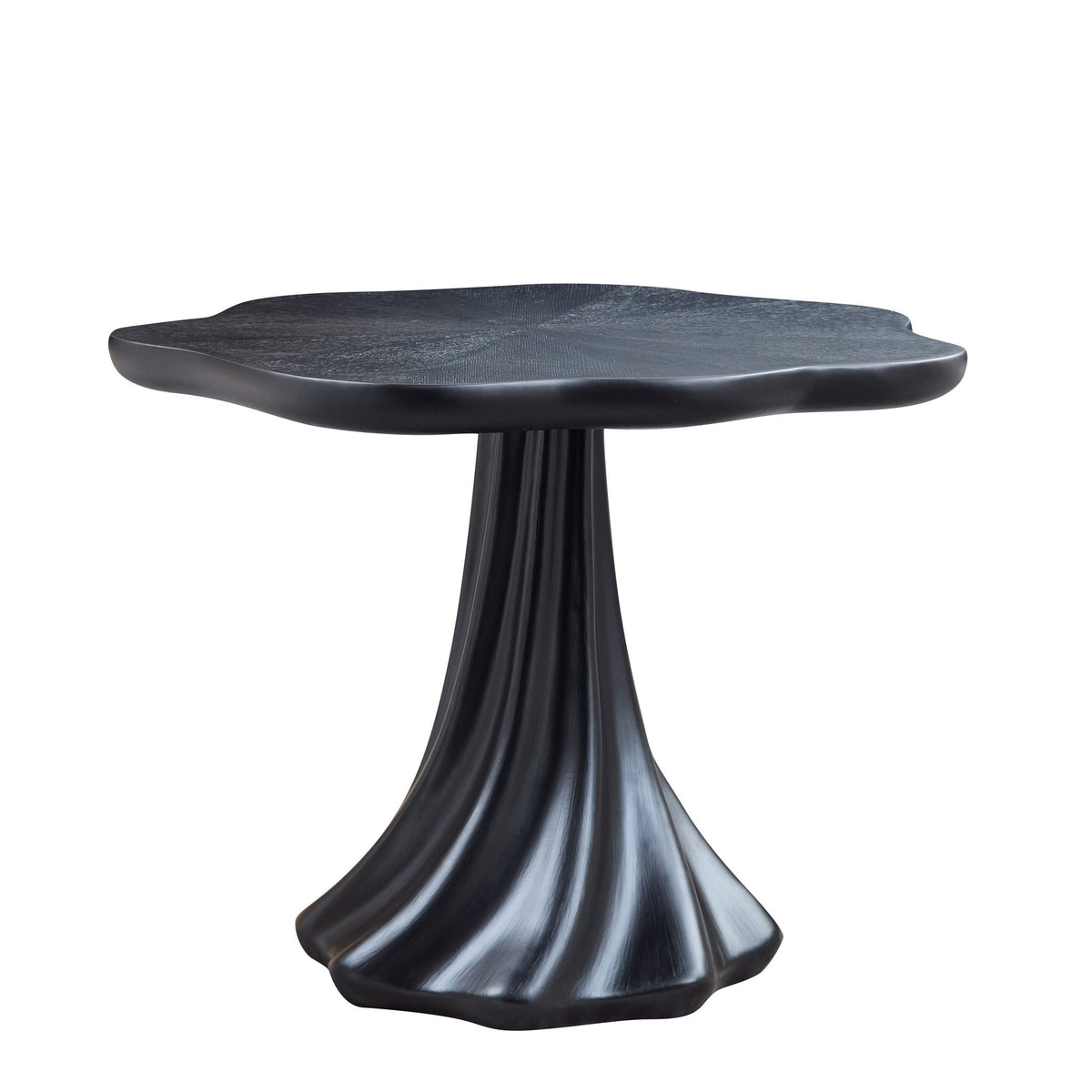 Sculptural Round Dining Table with Petal Shape and Root Texture Base - Black