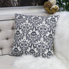 Baroque Skull Damask Accent Pillow with Removable Cover - Black & White