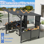 9x10FT Hardtop Grill Gazebo with Storage Shelves - Steel