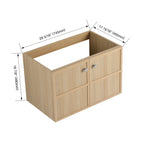 Modern Wall Mounted Bathroom Vanity with Soft Closing Doors - Light Brown