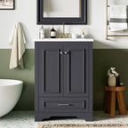Modern Bathroom Vanity with Ceramic Sink Combo and Storage Cabinet - Multiple Colors