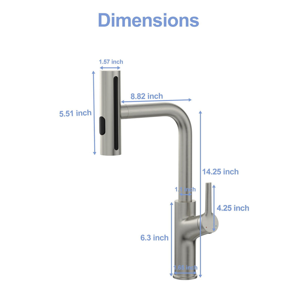 Brushed Nickel Drop-In Kitchen Sink with Pull-Out Faucet and Soap Dispenser - Gray