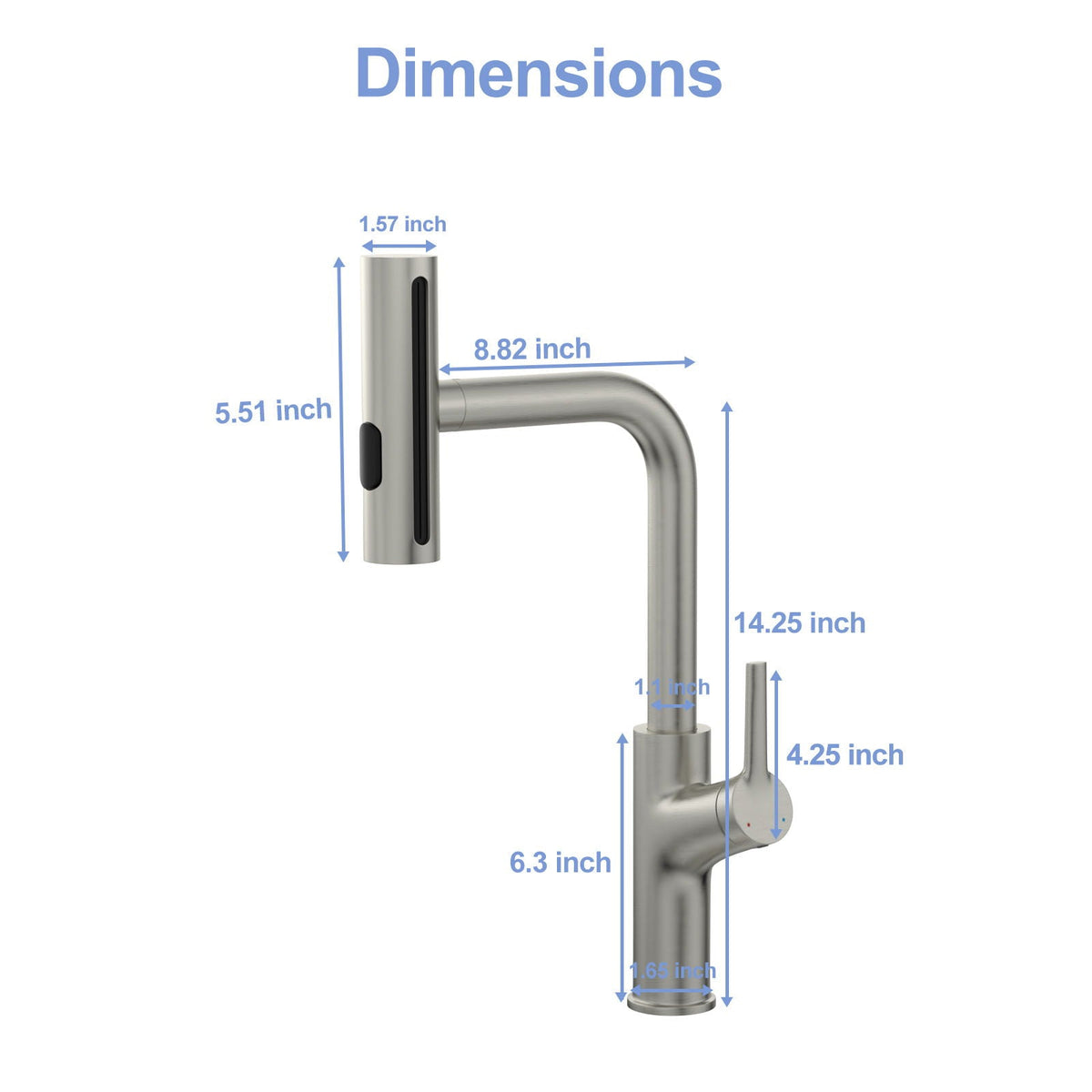 Brushed Nickel Drop-In Kitchen Sink with Pull-Out Faucet and Soap Dispenser - Gray