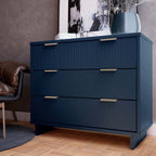 Solid Wood 3 Drawer Dresser with Ribbed Fronts - Multiple Colors