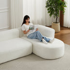 Modular Sectional Sofa with Curved Back - Beige