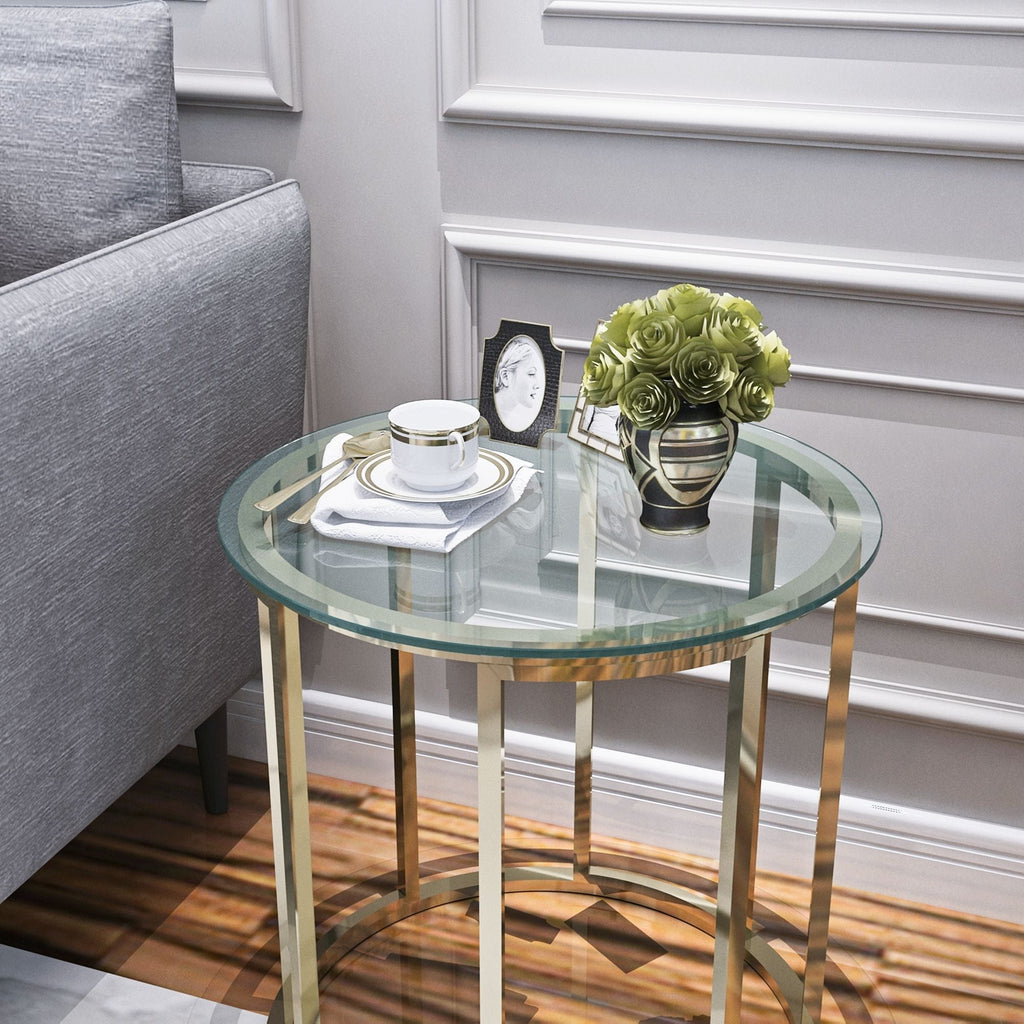 20" Round Tempered Glass Table Top with Flat Polished Edge - Transparent