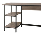 Weathered Gray Writing Desk with Storage Shelves