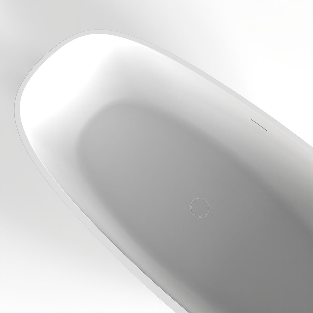 Matte White Freestanding Soaking Bathtub with Ergonomic Design - Solid Surface